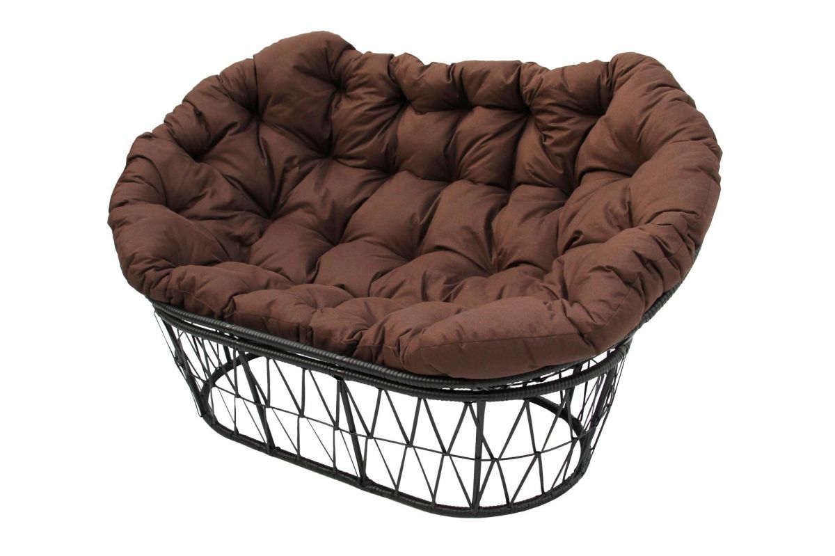 Диван Мамасан арт.D7034-MT ротанг искусственный 1 уп (диван черный+ подушка коричневая+подставка) (