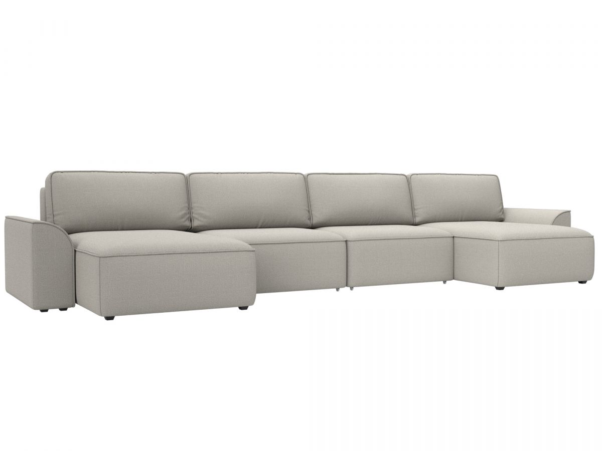 128339 Диван п-образный Лига-048 НПБ лонг | рогожка | амур 02 бежевый