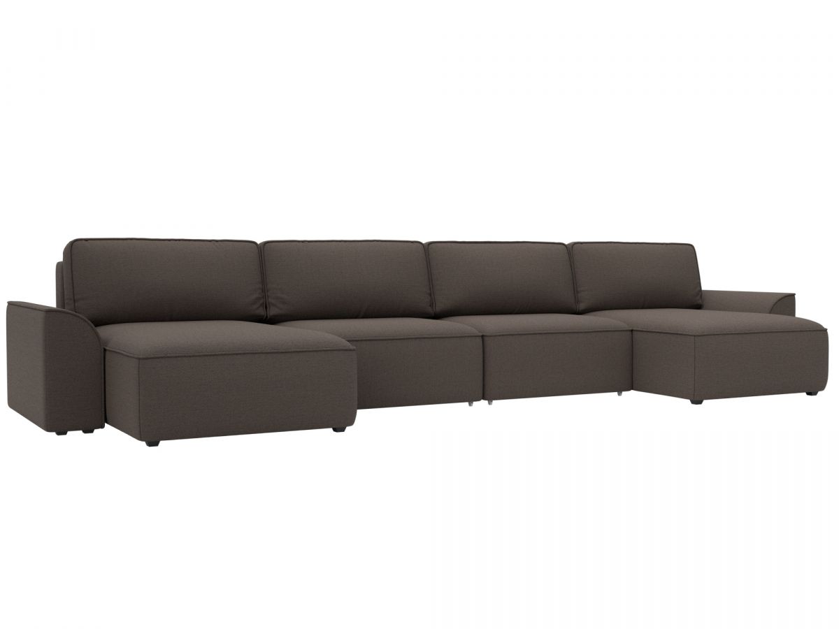 128340 Диван п-образный Лига-048 НПБ лонг | рогожка | амур 05 коричневый