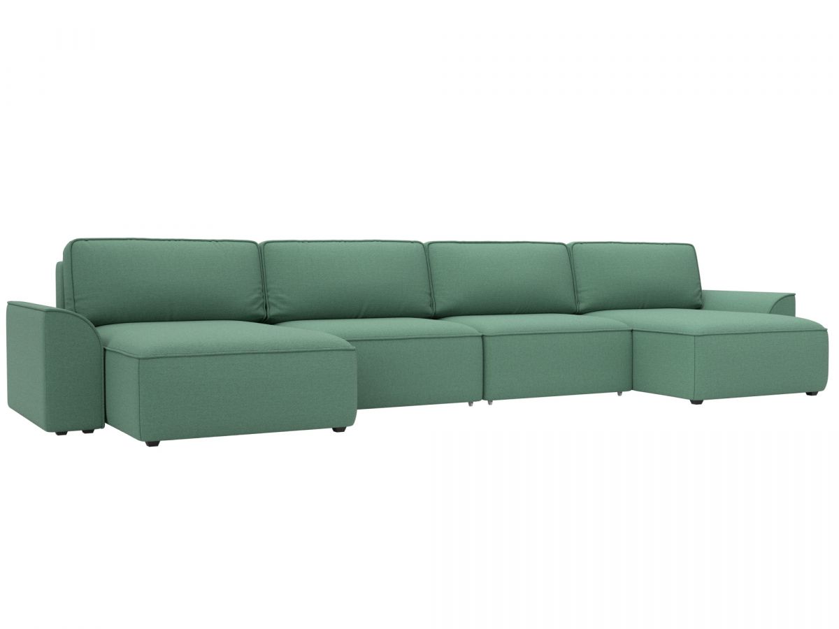 128343 Диван п-образный Лига-048 НПБ лонг | рогожка | амур 11 зеленый