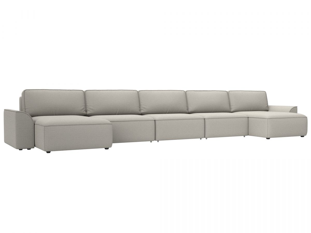 128314 Диван п-образный Лига-048 НПБ МегаЛонг | рогожка | амур 02 бежевый