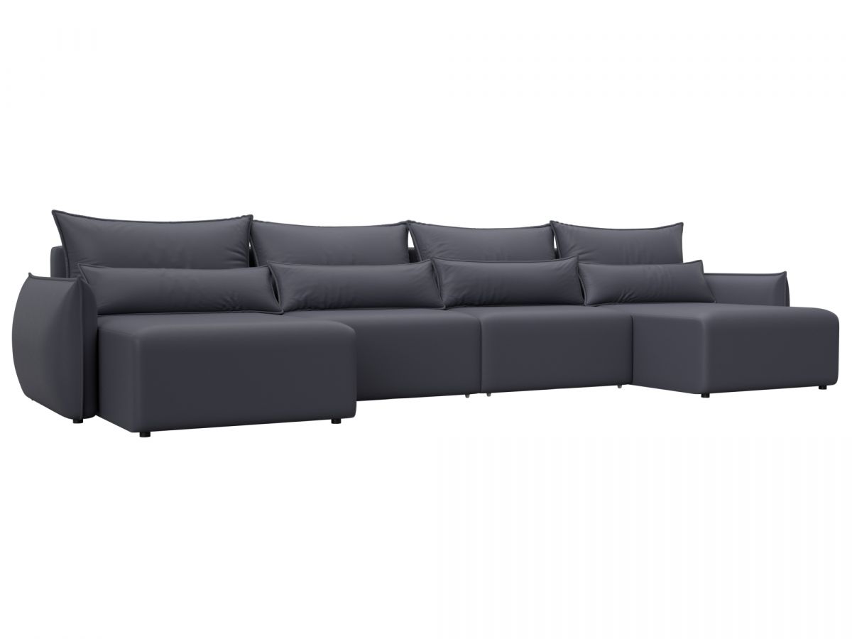 129897 Диван П-образный Лига-051 НПБ Лонг | экокожа | grifon 15 серый