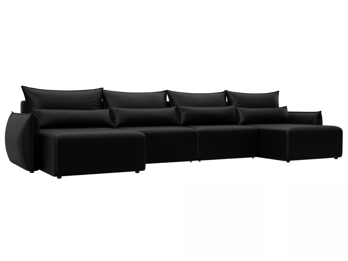 129896 Диван П-образный Лига-051 НПБ Лонг | экокожа | grifon 18 черный