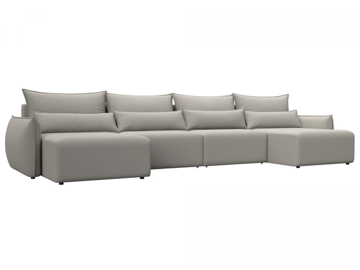 128685 Диван П-образный Лига-051 НПБ Лонг | рогожка | амур 02 бежевый