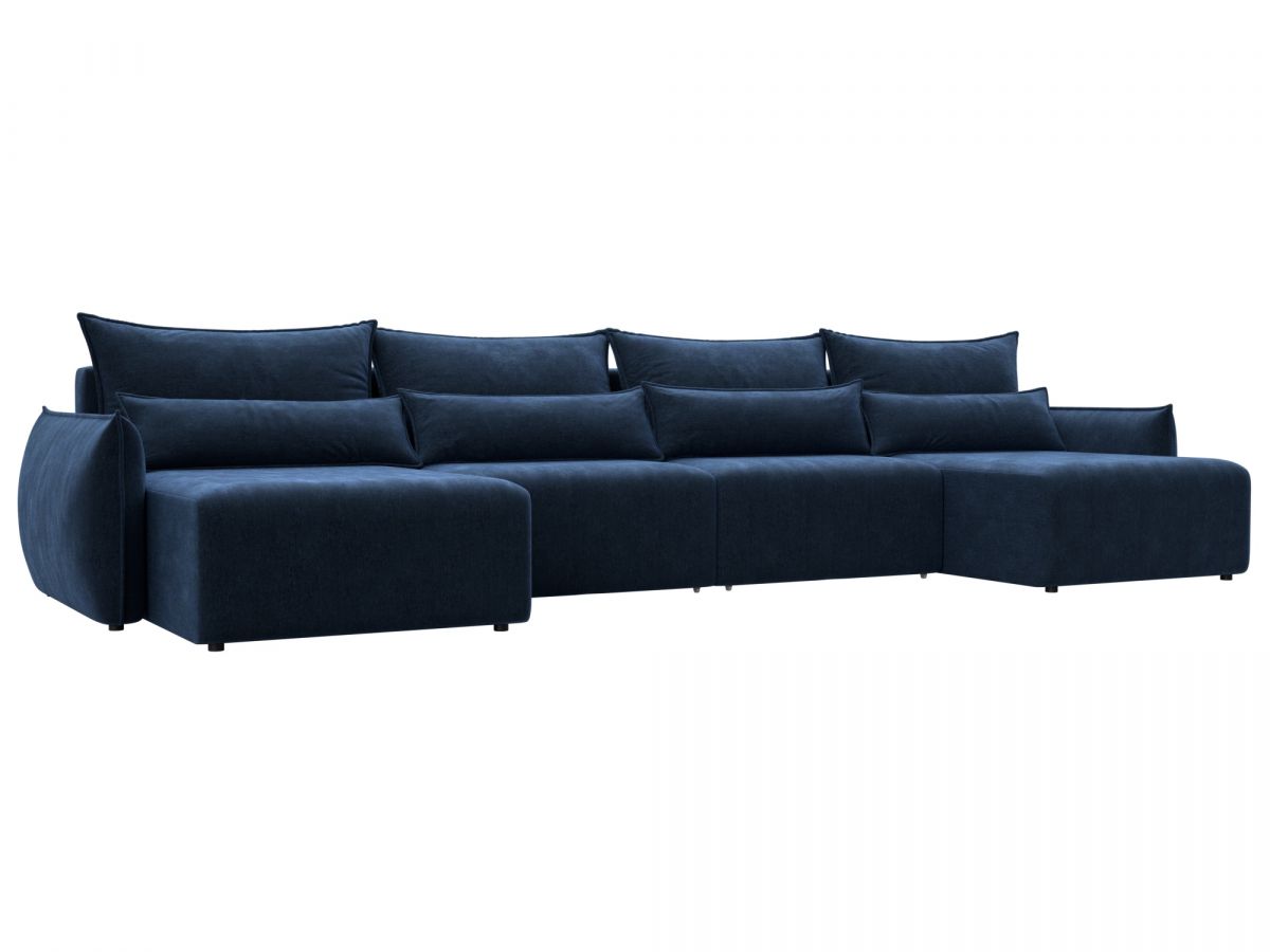 128740 Диван П-образный Лига-051 НПБ Лонг | шенилл | rimini 10 синий