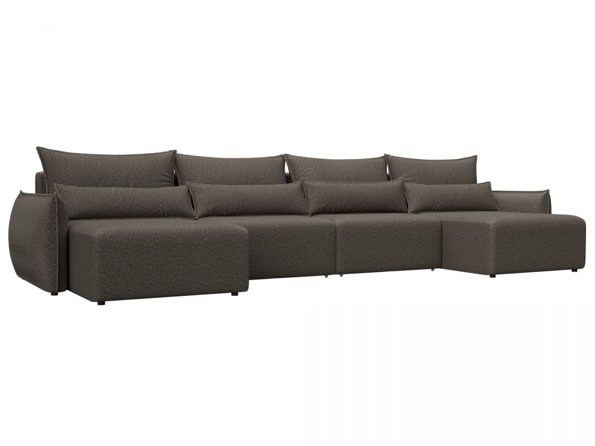 128696 Диван П-образный Лига-051 НПБ Лонг | велюр | ness 07 коричневый