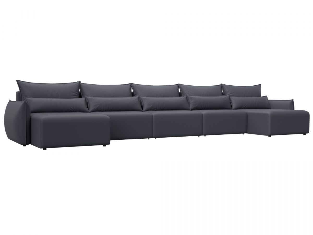 129901 Диван П-образный Лига-051 НПБ МегаЛонг | экокожа | grifon 15 серый