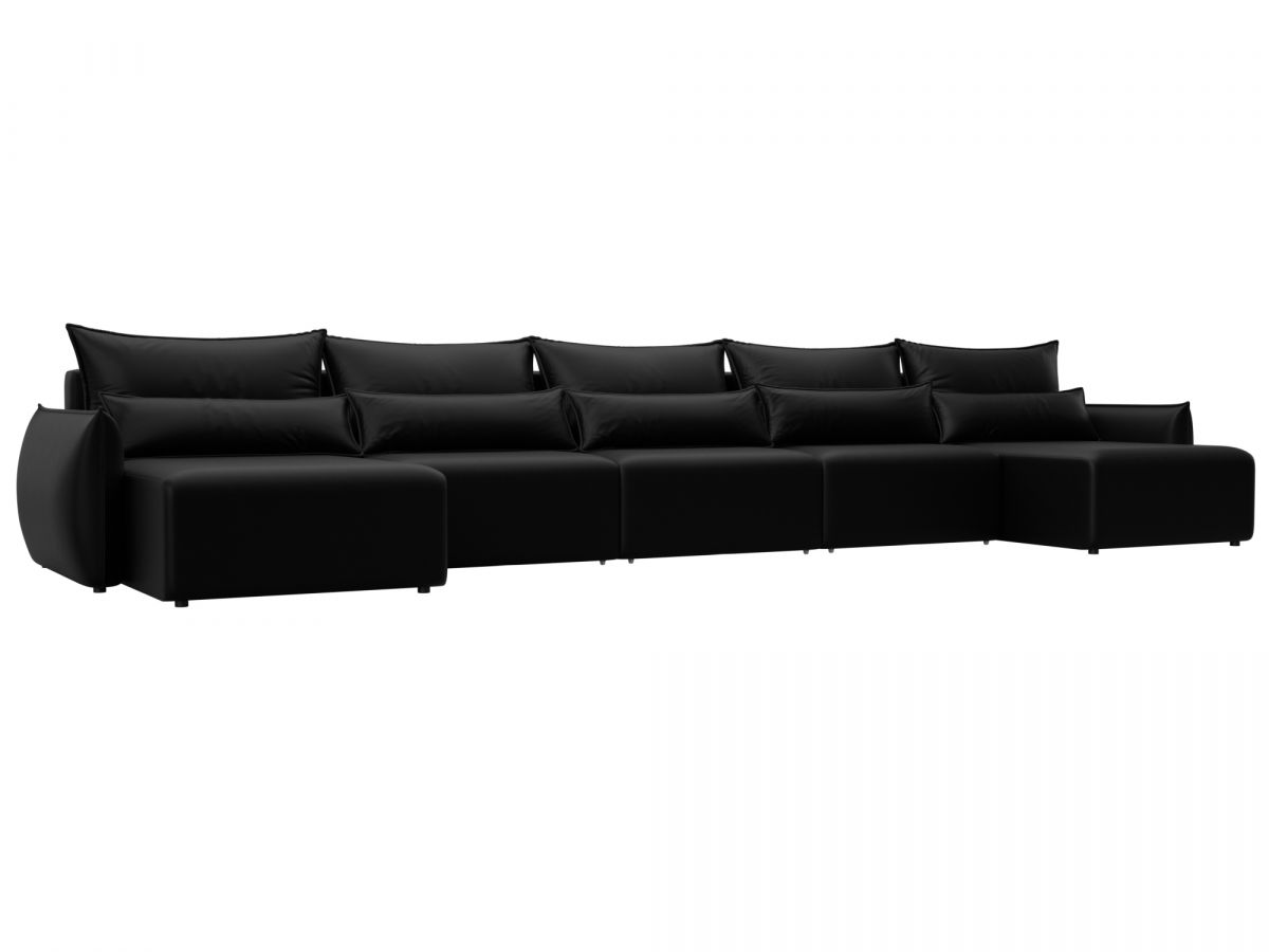 129900 Диван П-образный Лига-051 НПБ МегаЛонг | экокожа | grifon 18 черный