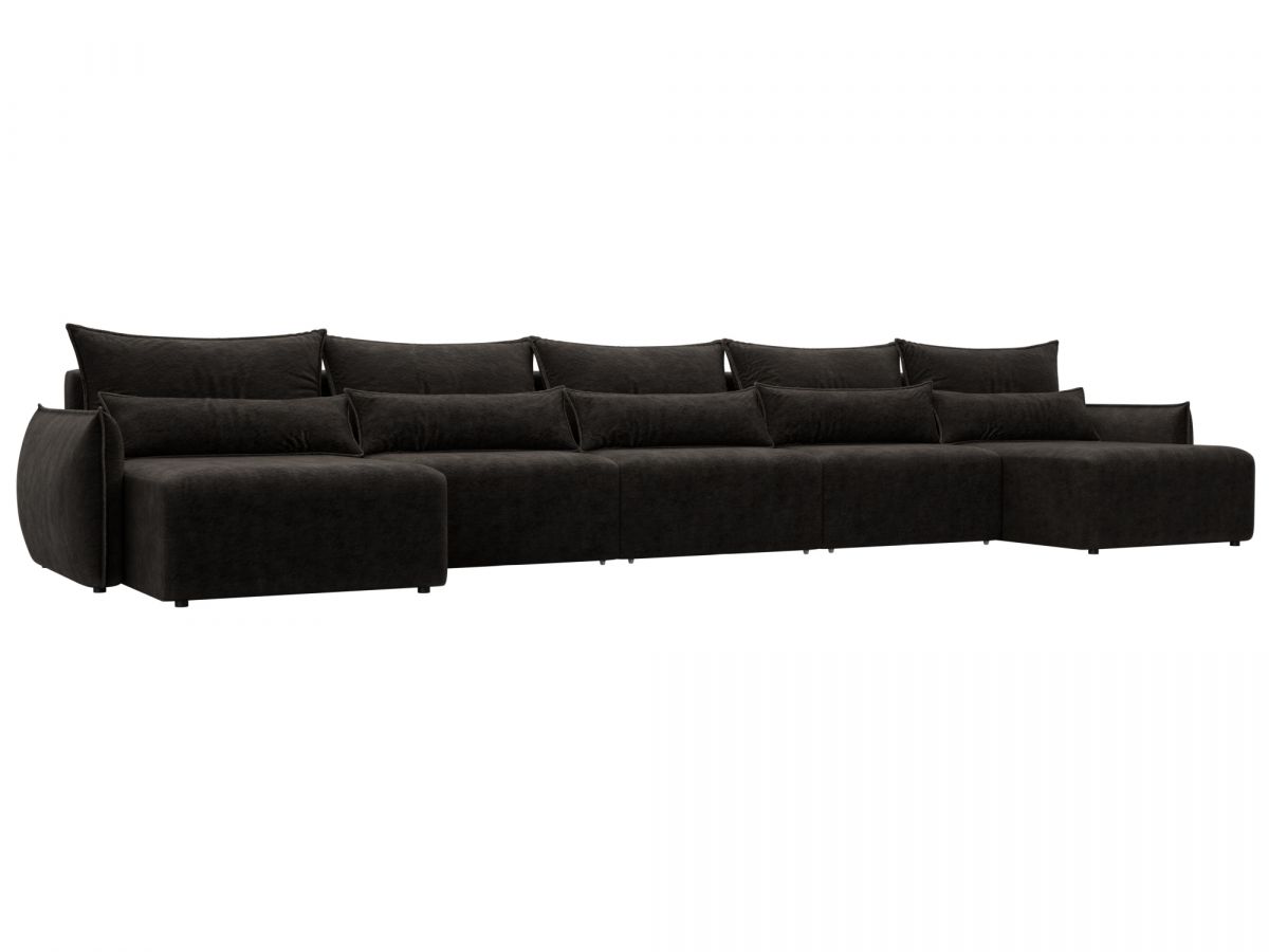 128747 Диван п-образный Лига-051 НПБ МегаЛонг | велюр | brut 17 коричневый