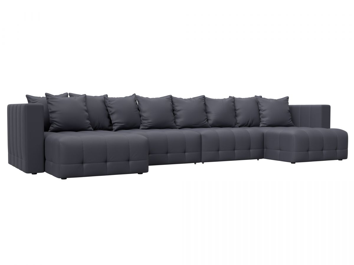 129921 Диван П-образный Лига-052 НПБ Лонг | экокожа | grifon 15 серый