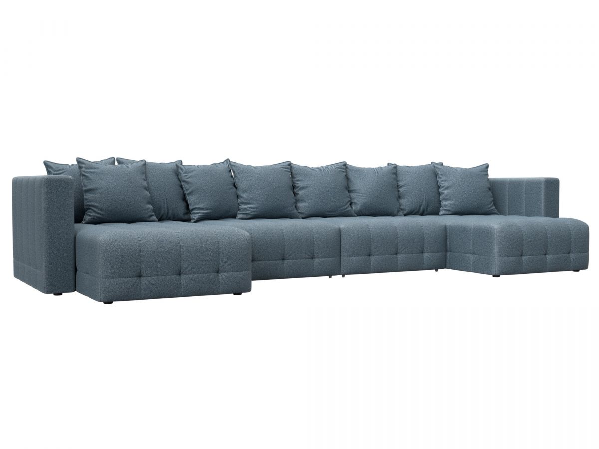 128847 Диван П-образный Лига-052 НПБ Лонг | велюр | ness 12 серый