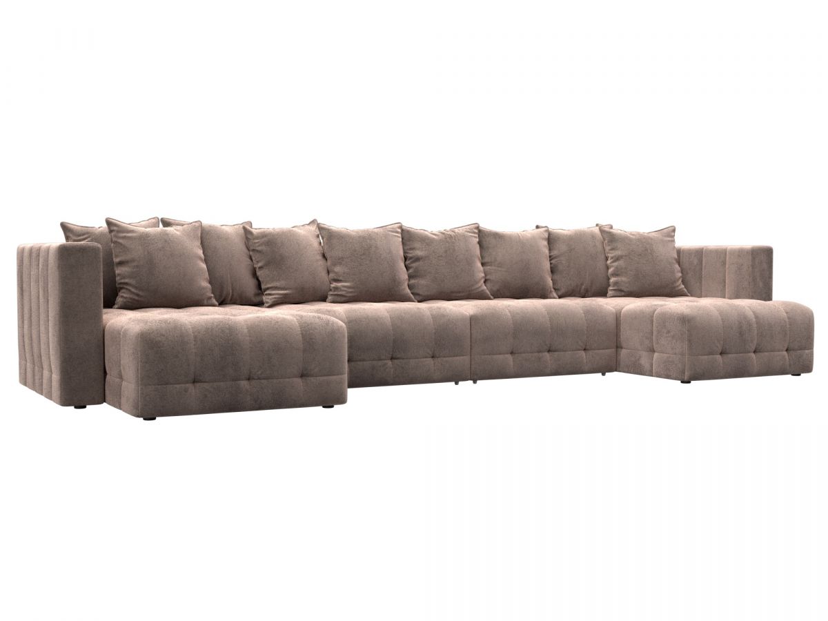 128841 Диван П-образный Лига-052 НПБ Лонг | велюр | tower 05 бежевый