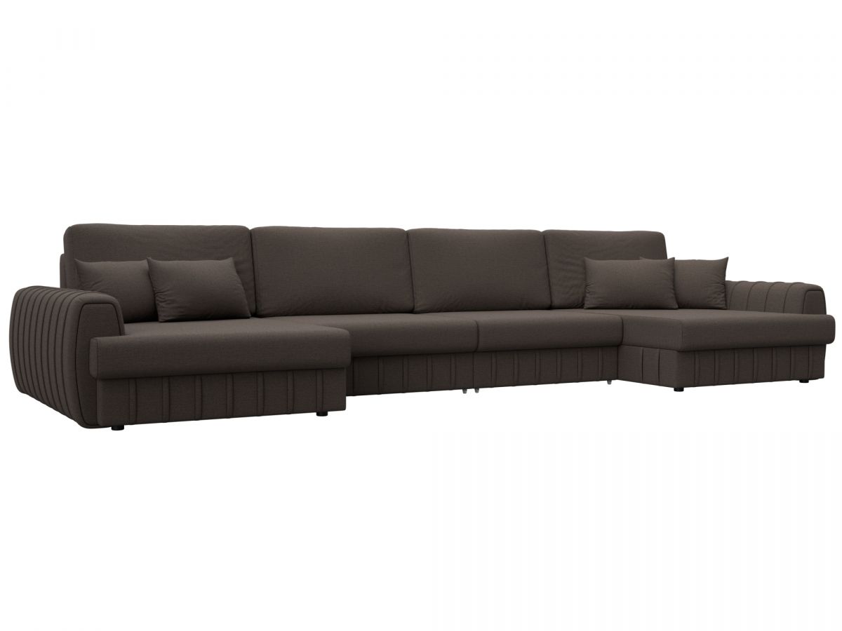 129322 Диван П-образный Лига-057 НПБ Лонг | рогожка | амур 05 коричневый