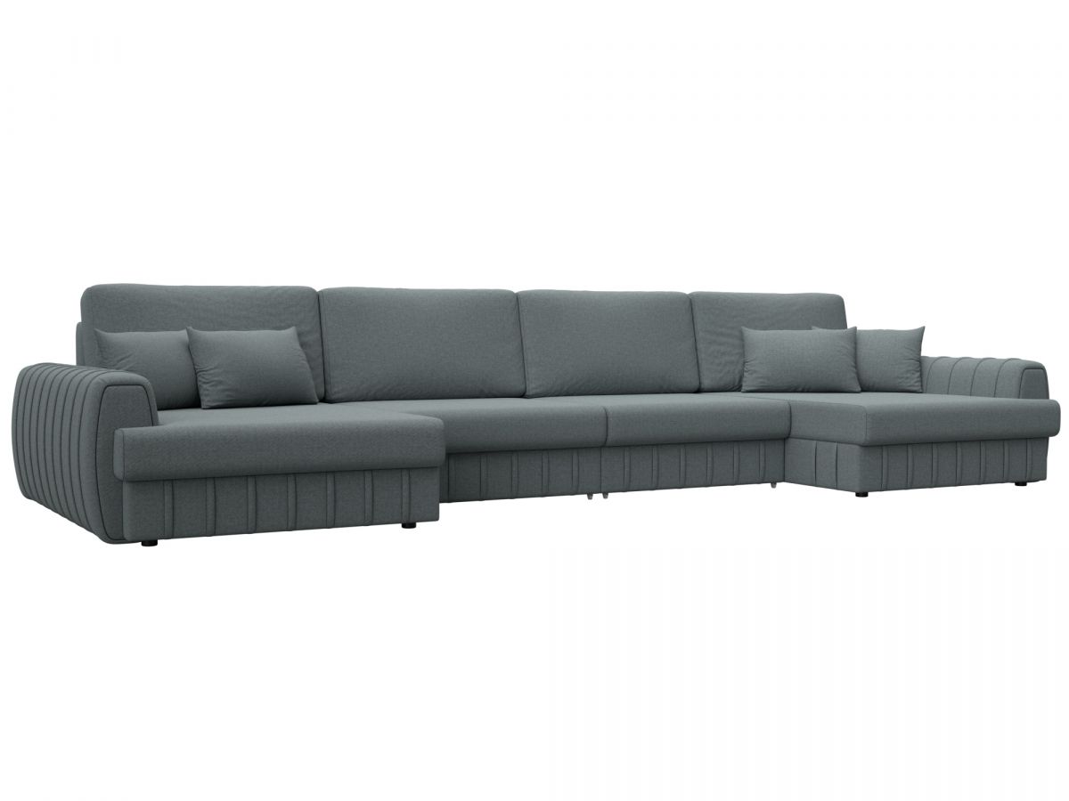 129323 Диван П-образный Лига-057 НПБ Лонг | рогожка | амур 07 серый