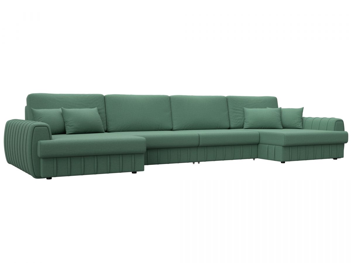 129325 Диван П-образный Лига-057 НПБ Лонг | рогожка | амур 11 зеленый