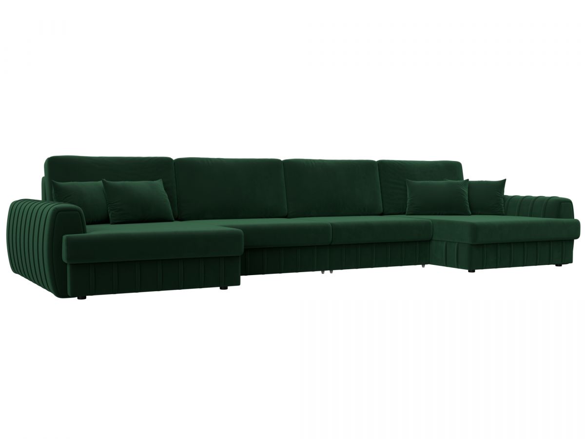 129328 Диван П-образный Лига-057 НПБ Лонг | велюр | seven 626 зеленый