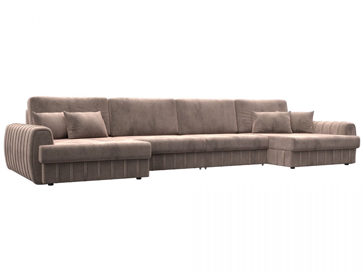 129333 Диван П-образный Лига-057 НПБ Лонг | велюр | tower 05 бежевый