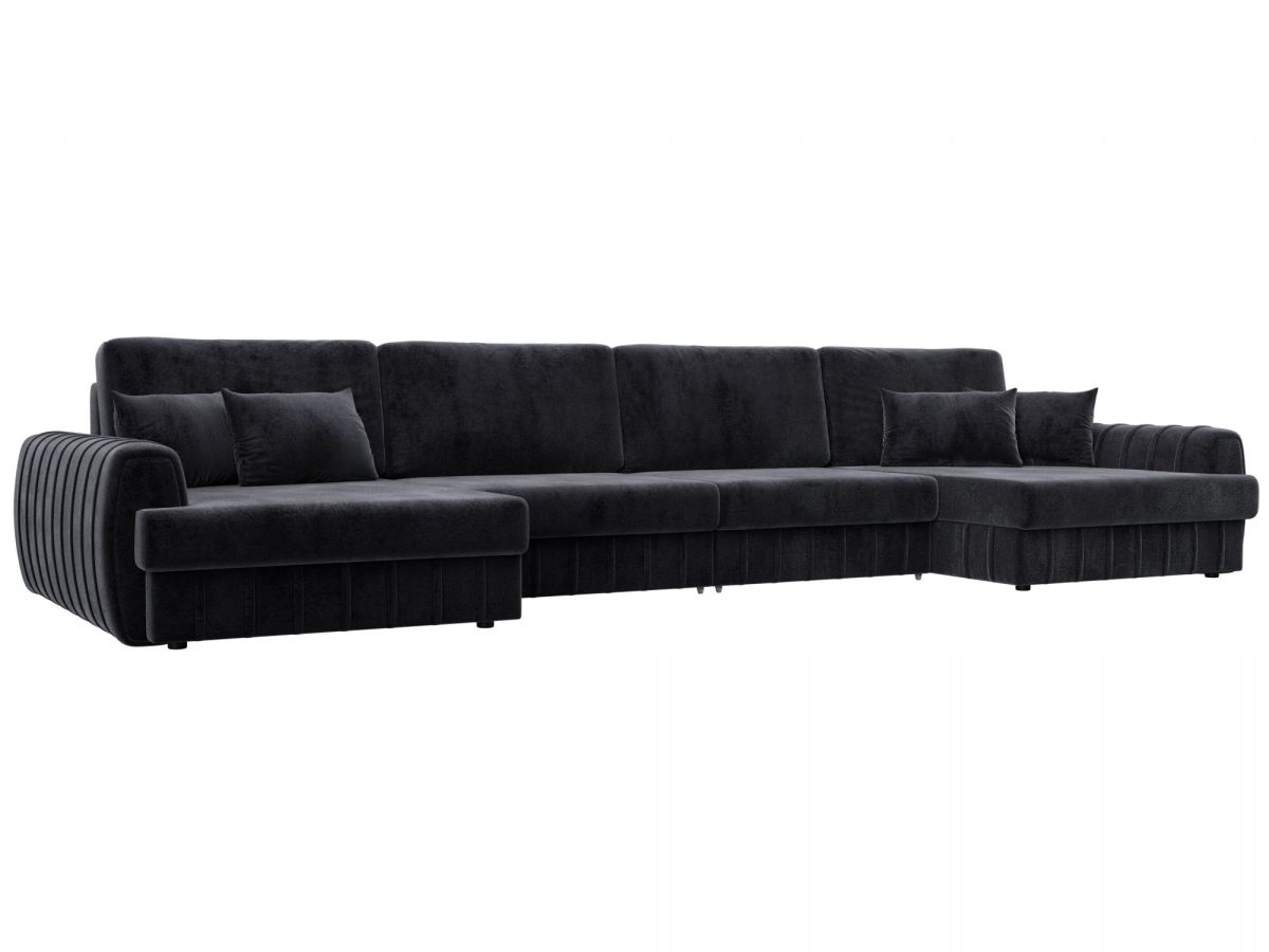 129336 Диван П-образный Лига-057 НПБ Лонг | велюр | tower 11 темно-серый