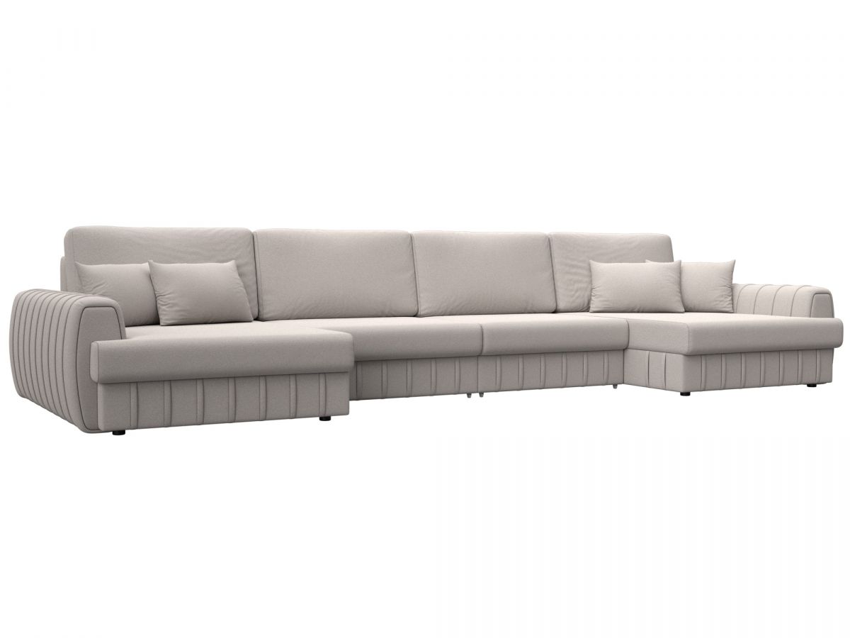 129344 Диван П-образный Лига-057 НПБ Лонг | замша | joly 05 бежевый