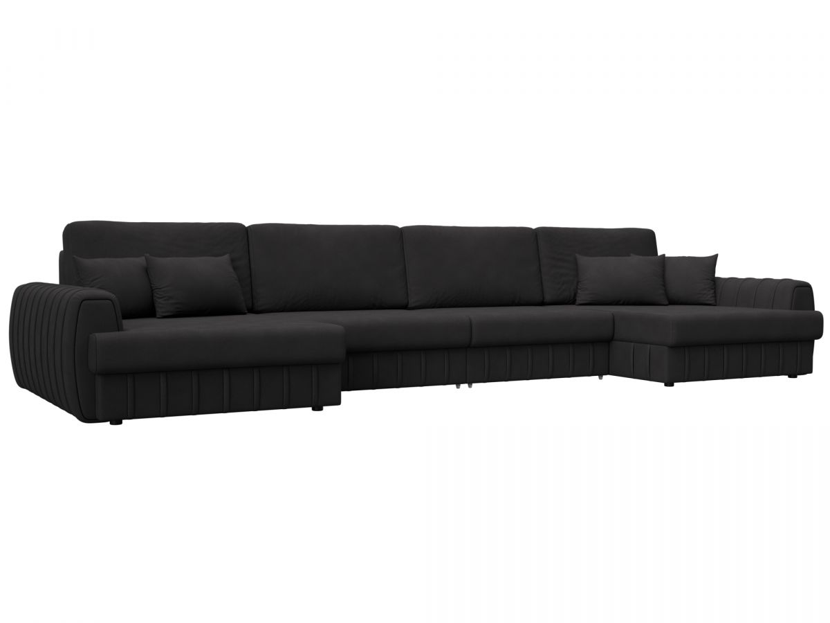 129342 Диван П-образный Лига-057 НПБ Лонг | замша | joly 08 коричневый