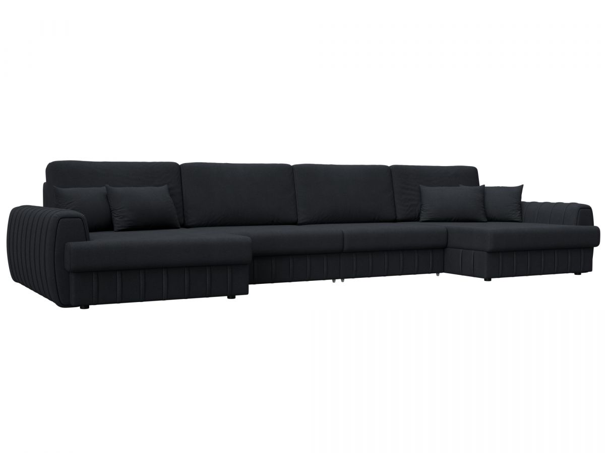 129340 Диван П-образный Лига-057 НПБ Лонг | замша | joly 16 темно-серый