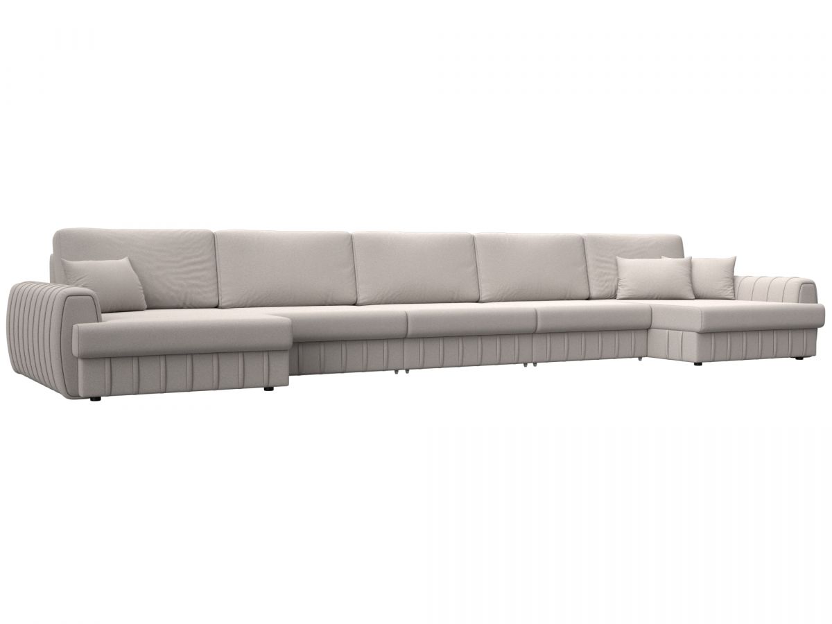129373 Диван П-образный Лига-057 НПБ МегаЛонг | замша | joly 05 бежевый