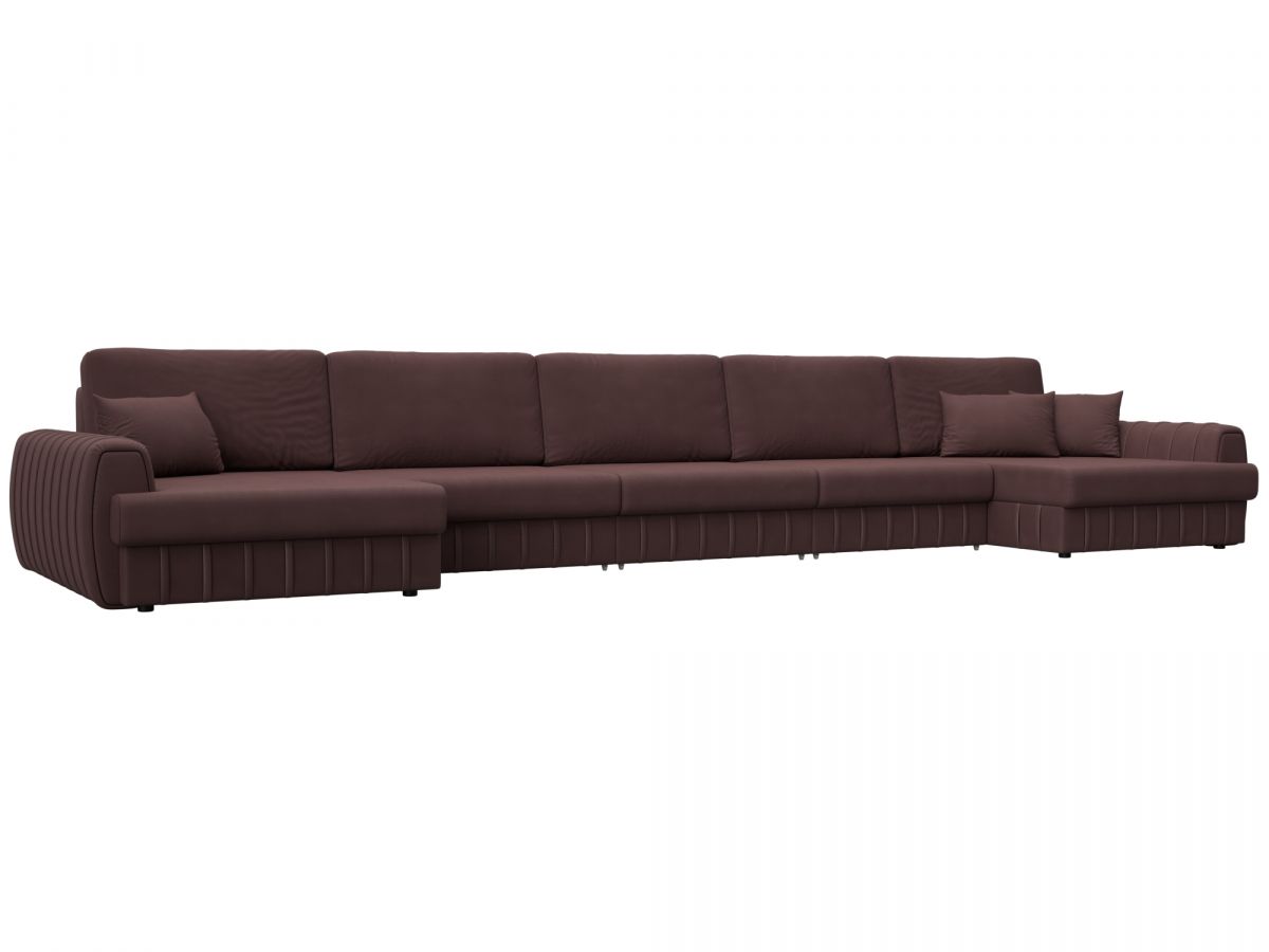 129370 Диван П-образный Лига-057 НПБ МегаЛонг | замша | joly 09 бордовый