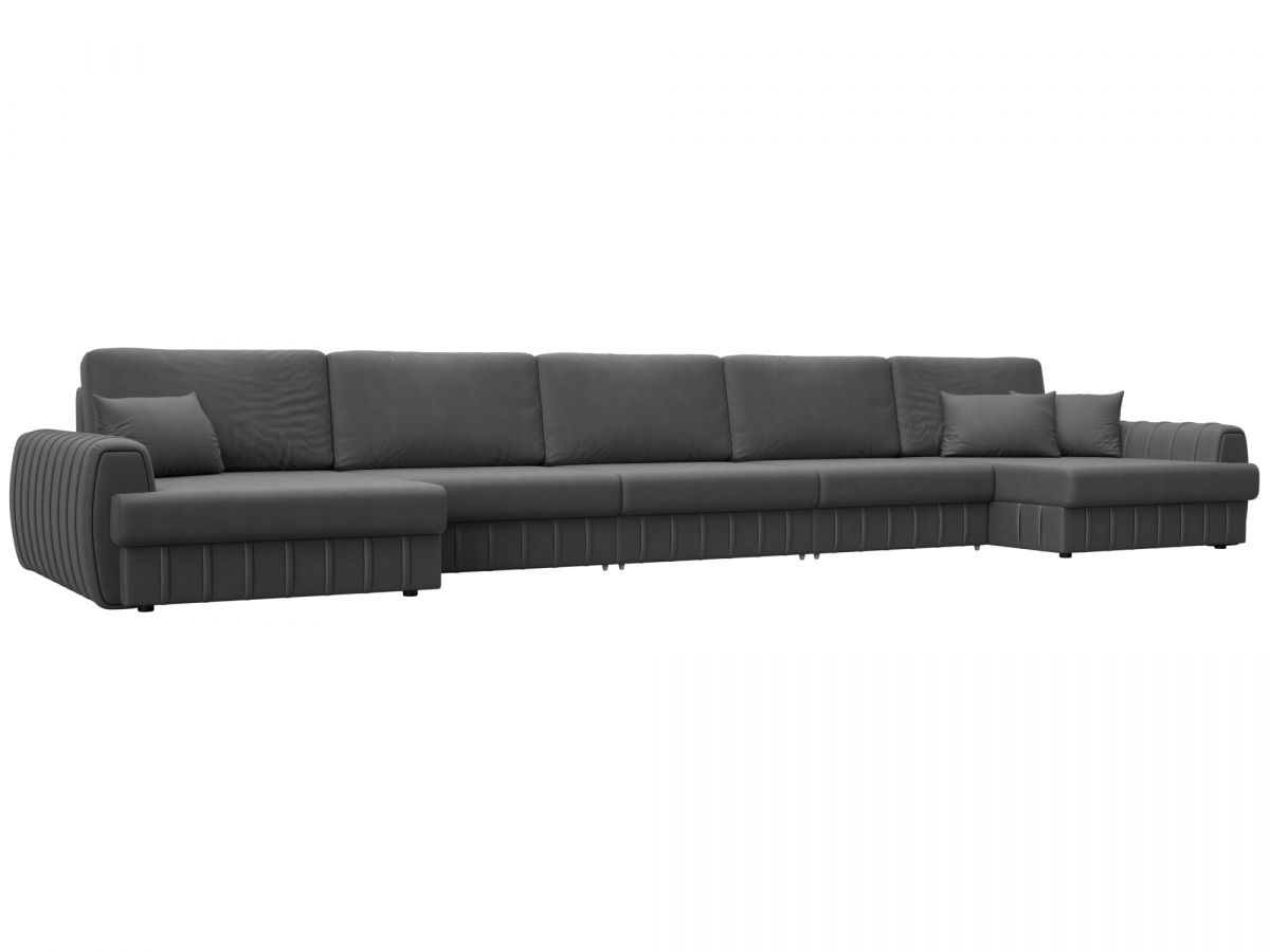 129372 Диван П-образный Лига-057 НПБ МегаЛонг | замша | joly 13 серый