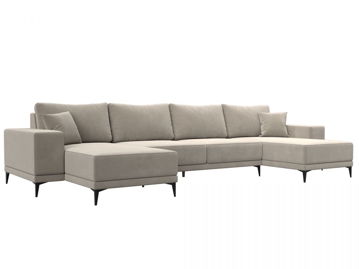 122415 Диван П-образный Льюес | микровельвет | бежевый