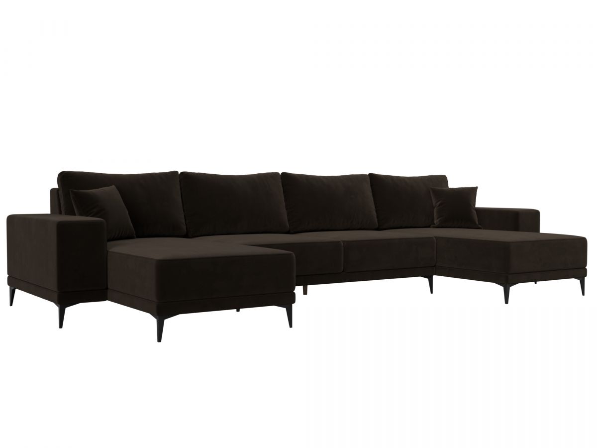 122418 Диван П-образный Льюес | микровельвет | коричневый