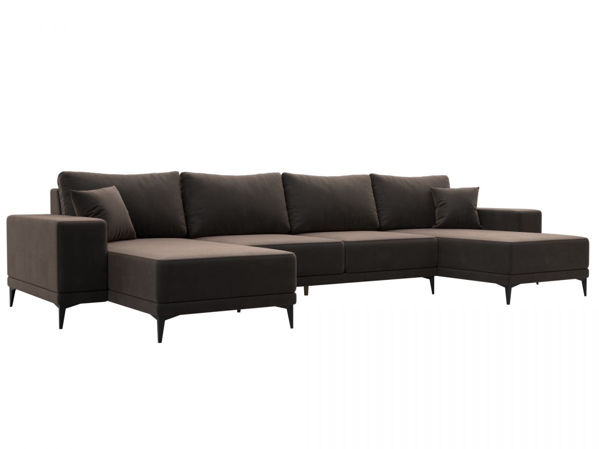 122412 Диван П-образный Льюес | велюр | коричневый