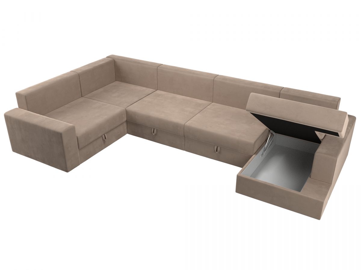 114822L Диван П-образный Майами левый угол | велюр | бежевый