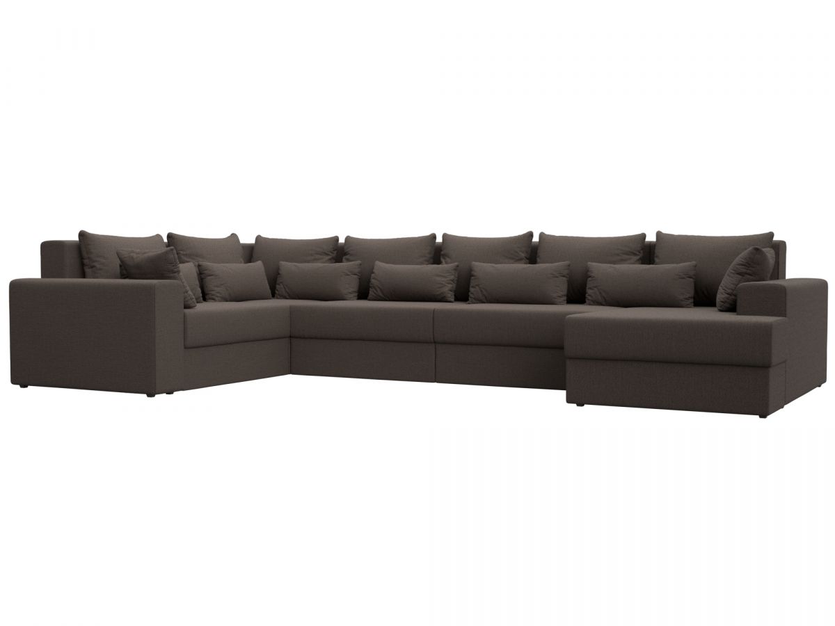 122553 Диван П-образный Майами правый угол | рогожка | амур коричневый