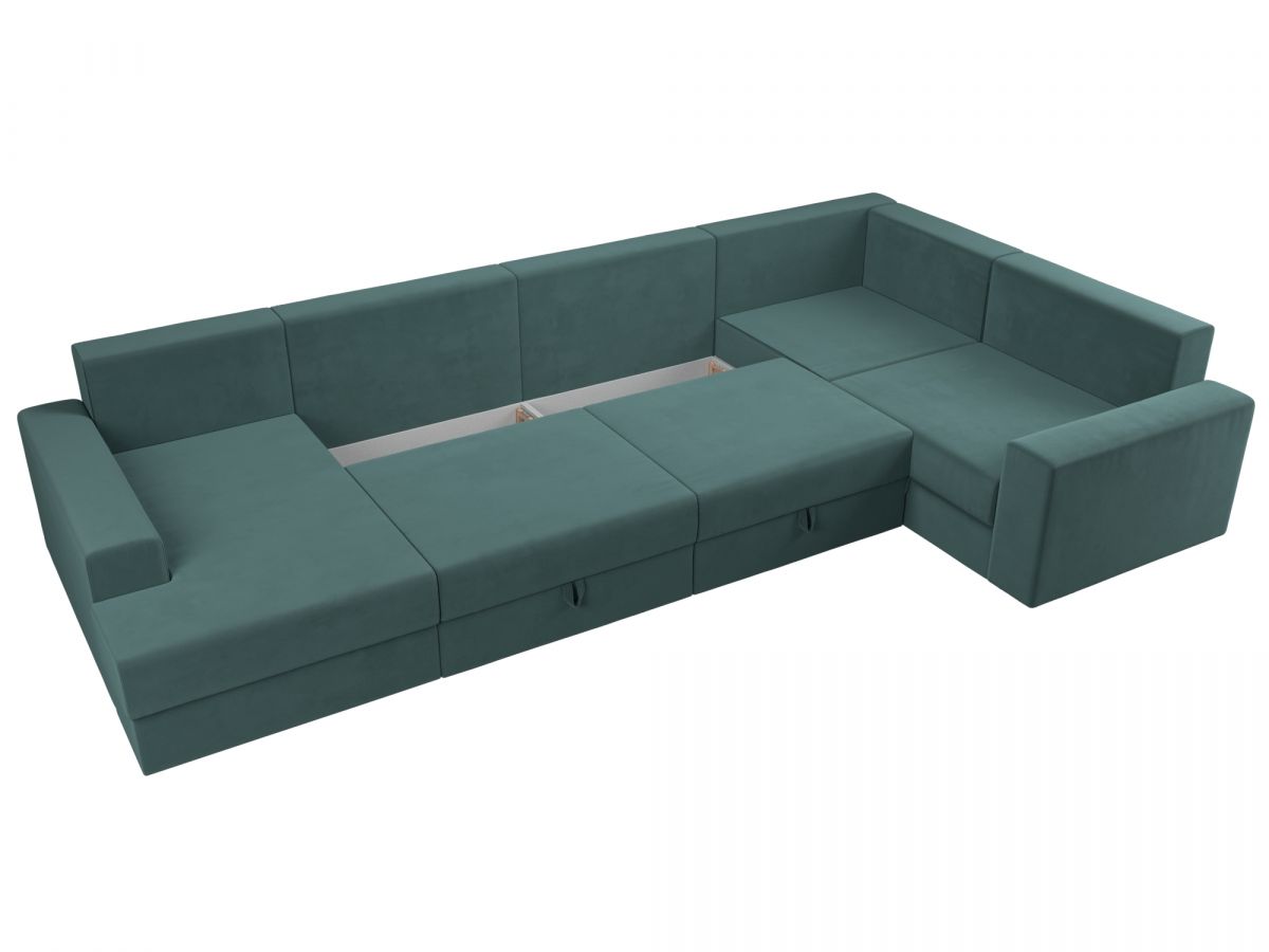 114820 Диван П-образный Майами правый угол | велюр | бирюзовый