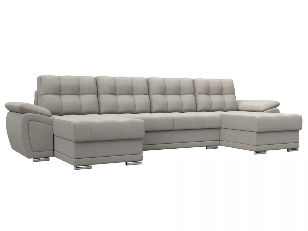 124210 Диван П-образный Нэстор | рогожка | амур бежевый