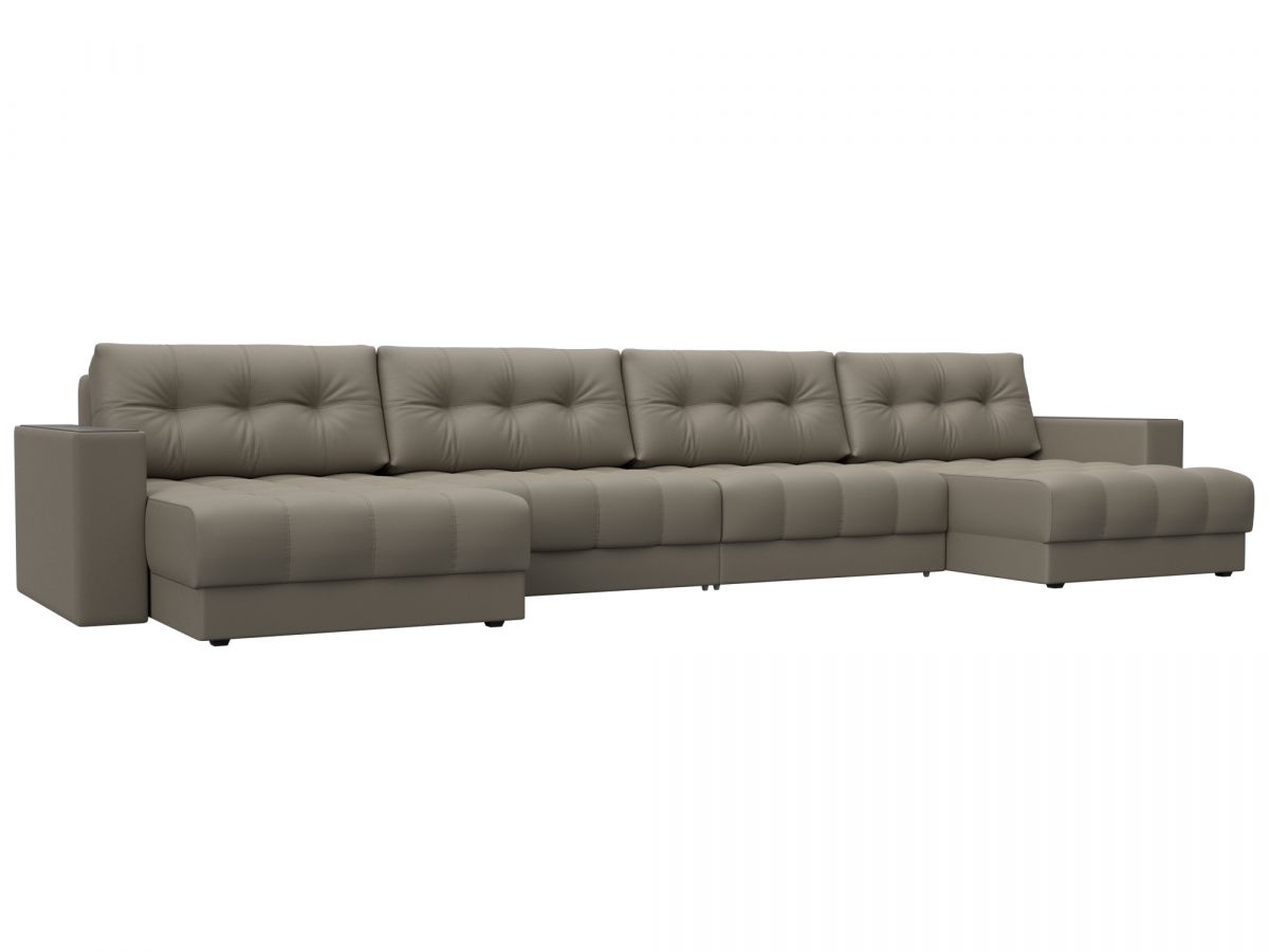 128568 Диван П-образный с декором Лига-049 НПБ Лонг | экокожа | grifon 04 бежевый