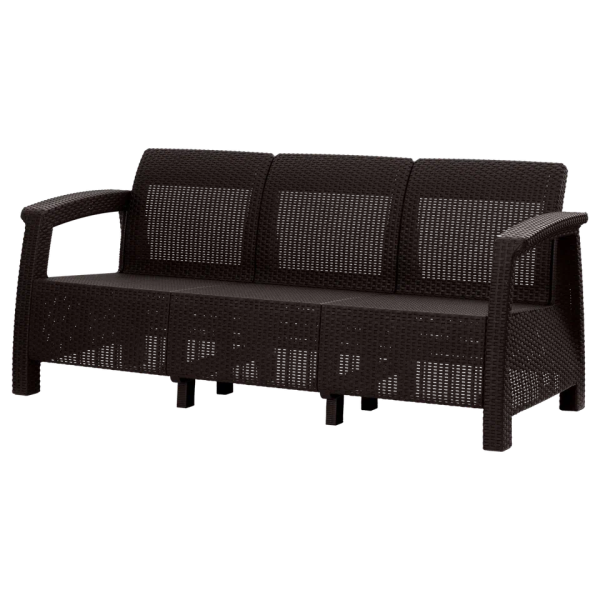 Диван пластиковый RATTAN Luxe арт.ЭП 646989 3х местный (коричневый)