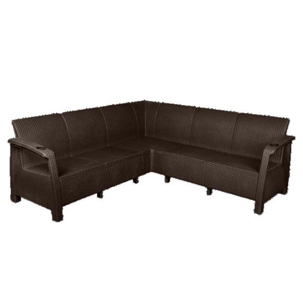 Диван пластиковый RATTAN Luxe арт.ЭП угловой (коричневый)