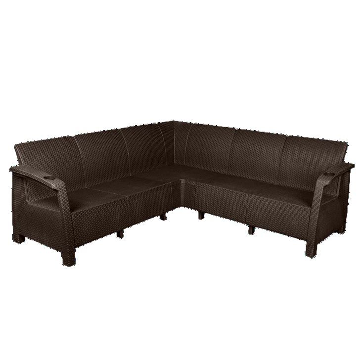 Диван пластиковый RATTAN Luxe арт.ЭП угловой (коричневый)
