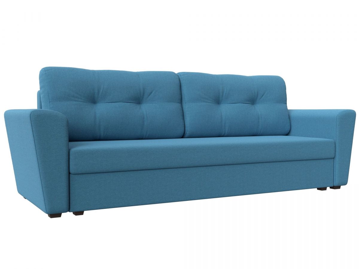 121135 Диван прямой Амстердам Лайт | рогожка | амур голубой