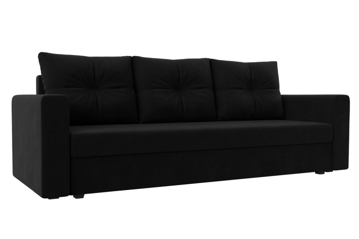 121193 Диван прямой Атланта Лайт МП | микровельвет | черный