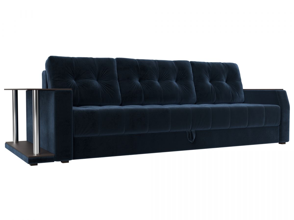 126414L Диван прямой Атлантида стол слева | велюр | tower 13 синий
