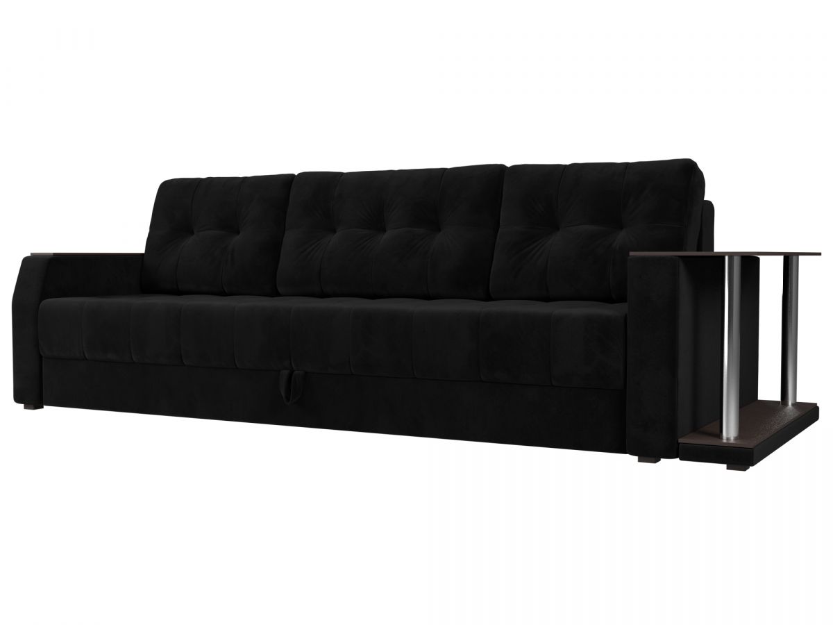 102231R Диван прямой Атлантида стол справа | велюр | черный