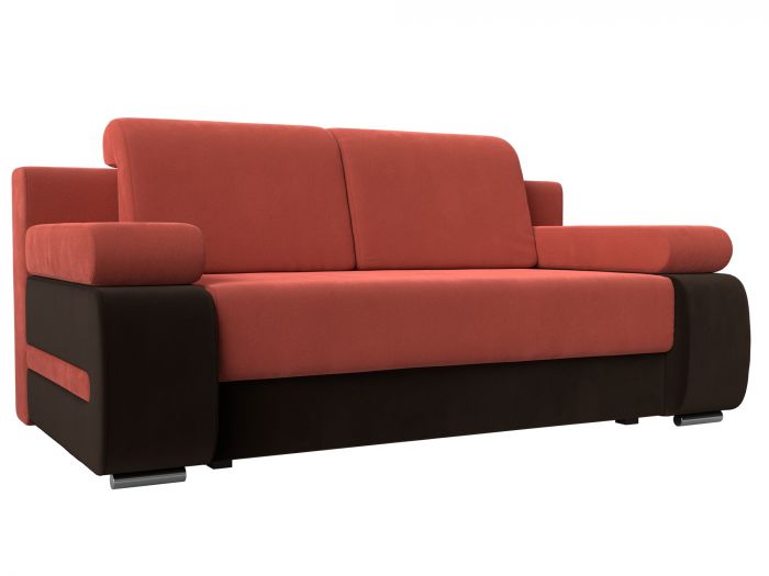 105870 Диван прямой Денвер | микровельвет | коралловый, коричневый