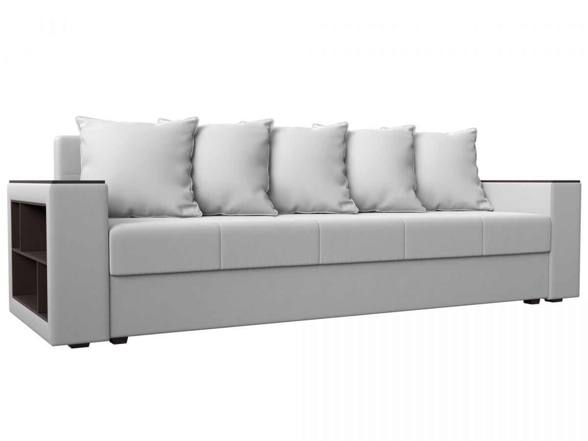 114334L Диван прямой Дубай Лайт полки слева | экокожа | белый