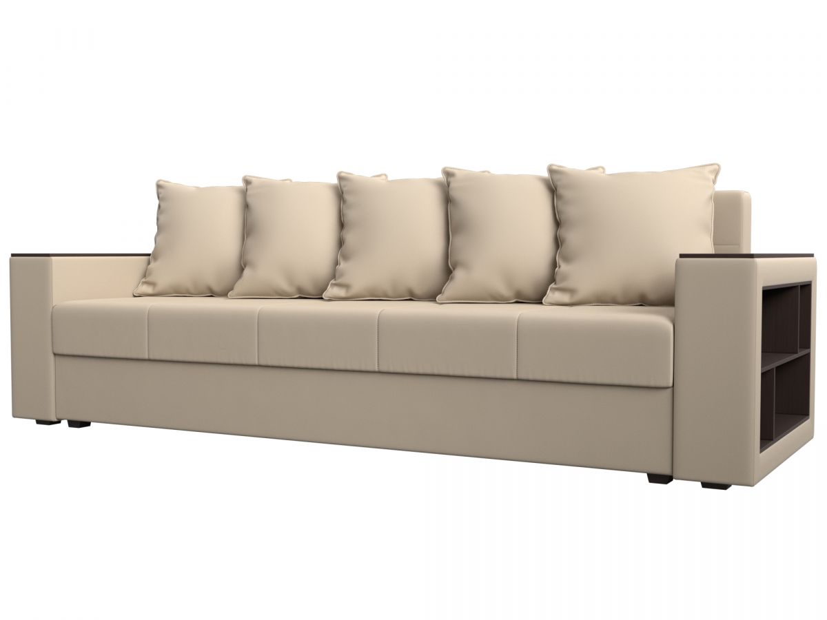 114334 Диван прямой Дубай Лайт полки справа | экокожа | бежевый