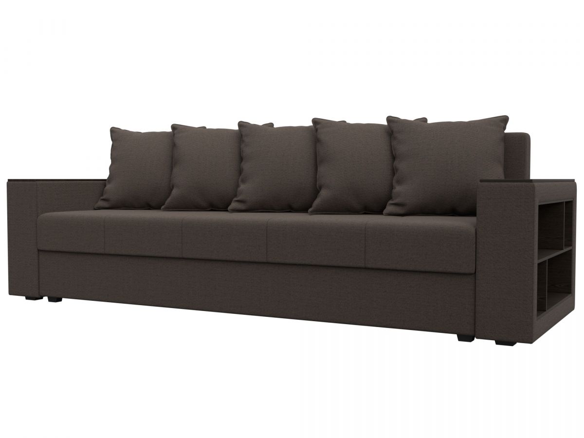 132281 Диван прямой Дубай Лайт полки справа | рогожка | коричневый