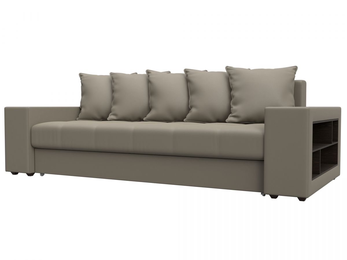 126464 Диван прямой Дубай полки справа | экокожа | grifon 04 бежевый