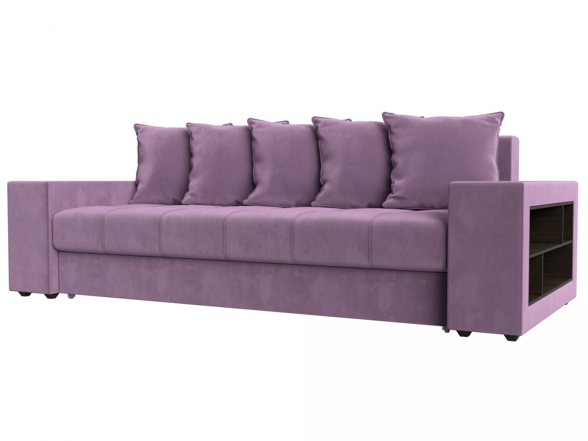 110547R Диван прямой Дубай полки справа | микровельвет | сиреневый