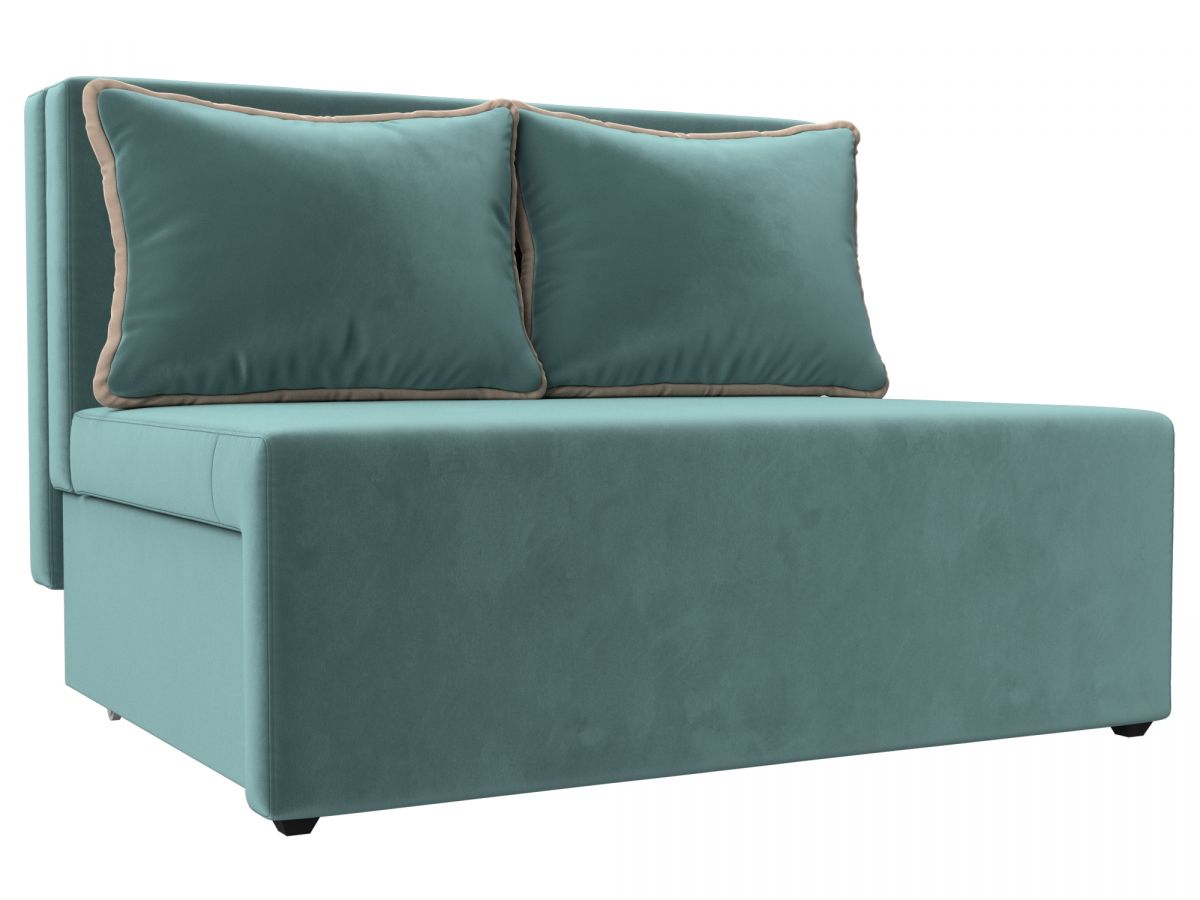 114431 Диван прямой Лагуна | велюр | бирюзовый, бежевый